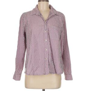 LOFT Long Sleeve Button Up Down Chest Pocket Striped Collared Shirt Top Blouse S